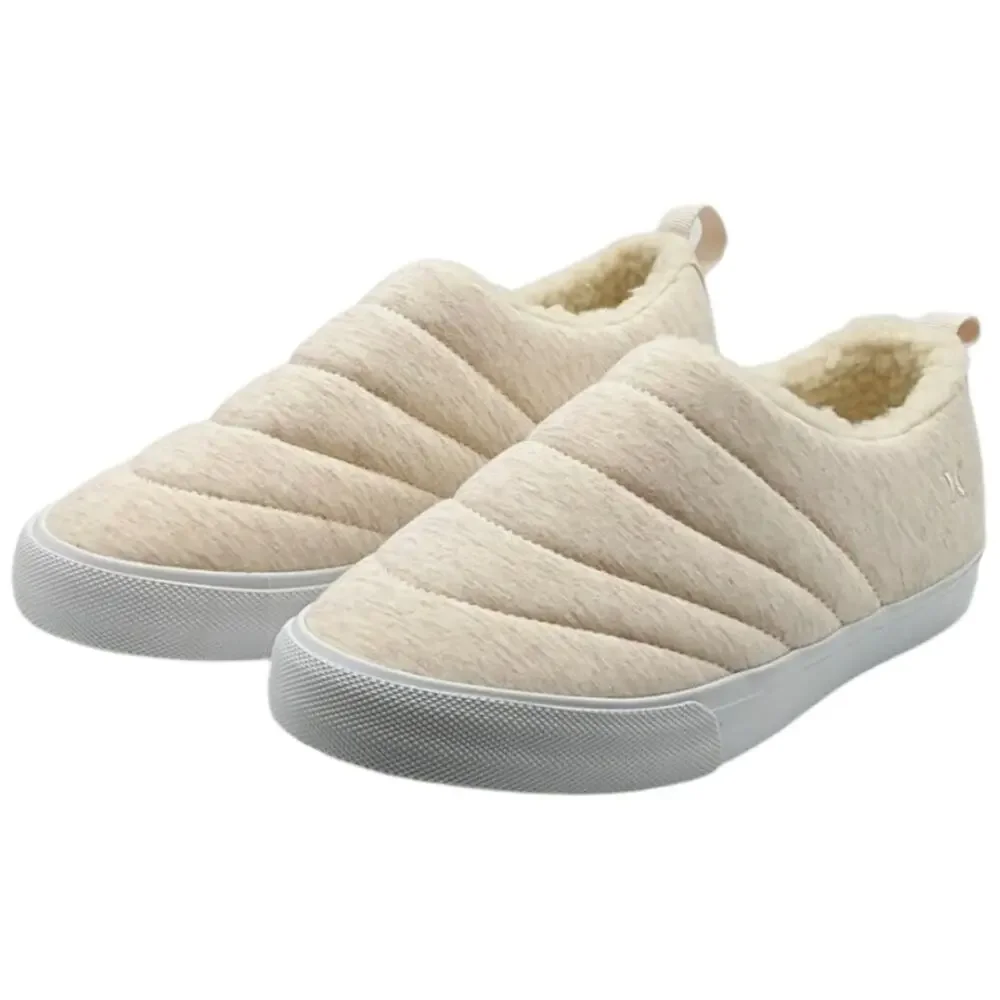 Hurley Fur Lined Womens ARLO PUFF Clog Slip On Loafers Shoes Cream 6 or 7